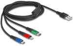 Delock USB töltő kábel 3 az 1-A-típusú apa Lightning -, Micro USB- és USB Type-C csatlakozáshoz 3-színű 2 m (90156)
