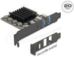 Delock PCI Express x4 kártya - 1 x USB 20 Gbps USB Type-C + 2 x USB 10 Gbps A-típusú - alacsony profilú formatényező (90891)