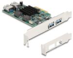 Delock PCI Express x4 kártya - 2 x külső USB 5 Gbps A-típusú és 2 x belső USB 5 Gbps A-típusú kettős csatorna - alacsony profilú formatényező (90282)