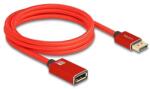 Delock DisplayPort bővítőkábel 8K 60 Hz 2 m piros fém retesz nélküli (81082)