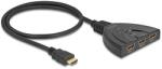 Delock HDMI switch 3 x HDMI bemenet - 1 x HDMI kimenet 8K 60 Hz, integrált kábellel 60 cm (18649)