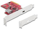 Delock PCI Express x4 Kártya - 1 x külső USB 10 Gbps USB Type-C hüvely + 1 x belső A-típusú USB 10 Gbps hüvely - alacsony profilú (90158)
