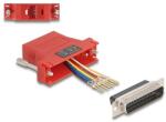 Delock D-Sub 25-tűs dugó RJ45 anya összekötő adapter piros (67115)