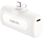 LogiLink Kompakt power bank 5000 mAh, 2x USB-C, gyorstöltés funkció, fehér (PA0349W)