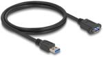 Delock USB 5 Gbps kábel A-típusú USB apa A-típusú USB anya installációhoz 1 m, fekete (80486)