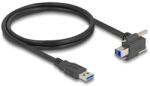 Delock USB 5 Gbps kábel A-típusú USB apa egyenes B-típusú USB apa csavarral 90 -ban felfelé hajlított 1 m fekete (80480)