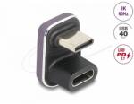 Delock USB-C adapter 180 -os szögben 40 Gb/s PD 3.1 240 W dugasz-alakú U-alakú 8K 60 Hz fém (60737)