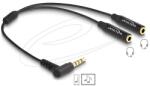 Delock Hangmegosztó sztereo jack apa 3, 5 mm - 2 x sztereo jack anya 3, 5 mm 4-tűs hajlított (66242) - dellaprint