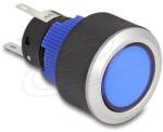 Delock Kiálló nyomógomb installációhoz 22 mm 5 db. forrasztott csatlakozó működtetővel lapos, műanyag kék LED világítás (22049)