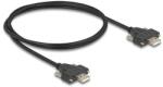 Delock USB 2.0 A-típusú kábel apa apa csavarokkal 1 m fekete (80479)