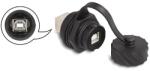 Delock USB 2.0 B-típusú kábel csatlakoztató anya anya installálásra IP68 por és víz elleni védő bajonettzá kalappal fekete (88004)