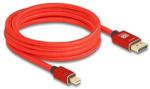 Delock Mini DisplayPort - DisplayPort-kábel 8K 60 Hz 3 m piros fém retesz nélküli (81096)