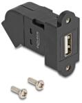 Delock USB 2.0 A-típusú panel tartó anya A-típusú anya 45 -ban hajlított fekete (67150)