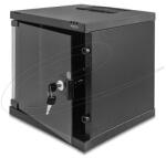 Delock 10 hálózati szekrény 6U üvegajtóval, állványra vagy falra szerelhető, 240 mm mélység, 30 kg teherbírás, 330 x 312 x 300 mm, fekete (43422) - dellaprint