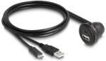 Delock USB 2.0 kábel A-típusú és USB Type-C apa, 90 -ban hajlított A-típusú USB anya és 90 -ban hajlított USB Type-C anya végződéssel 1 m fekete (88103) - dellaprint