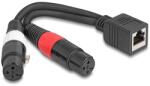 Delock Adapter RJ45 kábel anya - 2 x XLR 3 tűs anya fekete színű 20 cm (88178)