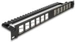 Delock 19 Keystone patch panel 24 porttal hajlított húzásmentesített fekete (67042) - dellaprint