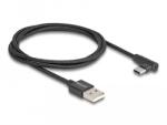 Delock USB 2.0 kábel A-típusú csatlakozódugó - USB Type-C csatlakozódugó, ívelt, 1 m, fekete (80030)