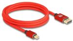 Delock Mini DisplayPort - DisplayPort-kábel 8K 60 Hz 2 m piros fém retesz nélküli (81095)