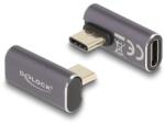 Delock USB Adapter 40 Gbps USB Type-C PD 3.0 100 W csatlakozódugóval - csatlakozóhüvellyel, elforgatott ívelt bal / jobb 8K 60 Hz fém (60048)