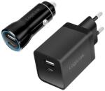 LogiLink USB töltőkészlet, autós és váltóáramú, USB-C/F + USB-A/F, 5 V/15 W, fekete (PA0300)