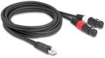 Delock Adapter RJ45 kábel apa - 2 x XLR 3 tűs anya fekete színű 2 m (88176) - dellaprint