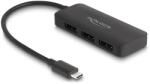 Delock Elosztó USB Type-C csatlakozóval (DP alternatív mód támogatás) 3 db. DisplayPort MST 4K 60 Hz (88041)