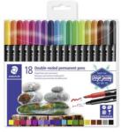 STAEDTLER Alkoholos marker készlet, kétvégű, 0, 5/3, 0 mm, STAEDTLER "3187", 18 különböző szín (3187 TB18)