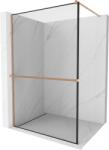 Mexen Kioto+, Walk-In zuhanyparaván polccal és akasztóval 130 x 200 cm, 8 mm átlátszó üveg fekete mintás, réz matt profil, 800-130-121-65-70 (800-130-121-65-70)