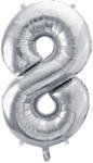  8 szám ezüst fólia lufi