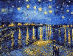 Figured Art Set pictura pe numere, cu sasiu, Noapte instelata deasupra Rhonului - van Gogh, 40x50 cm (PN803-Y)