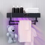 ElectricSun Uscător prosoape baie sau bucatarie cu sterilizator UV, pe perete, 60 cm, 450W, ElectricSun Standard negru (ESTowelDstaBlack)