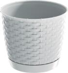 Prosperplast Kerek Cserép +alj 25cm Műanyag, Fehér
