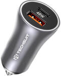 Techsuit Autós töltő - Techsuit - Premium Car Charger RescueVolt (C3) - fém ablakbetörővel, gyorstöltés, USB QC18W, USB-C PD30W, 5V/3A - Szürke