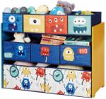  Játékszervező gyerekeknek, polc, szekció, 9 textil tárolódobozzal - MONSTER (TF6061)