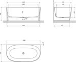 Omnires Valencia M+ cadă freestanding 148x77 cm dreptunghiulară alb VALENCIA148SWPBM (VALENCIA148SWPBM)