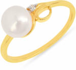  Aranyozott Ezüst Gyűrű - Krém Gyöngy és Cirkónia