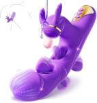 SuperLove 4in1 Dual Flapping, Heating Rabbit Vibrator Purple Vibrator