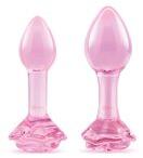 b-Vibe Pink Roses Glass Butt Plug Training Set