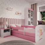 Kocot Kids Pat pentru copii cu barieră Ourbaby - Ursuleț - roz
