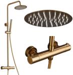 Gamma Roy Pro termosztatikus zuhanyszett fali keverőcsappal és esőztető zuhanyfejjel szálcsiszolt arany, beépíthető (BRyPZNT-BGD)