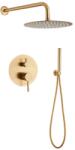 Gamma Roy Pro zuhanyszett beépíthető fali keverőcsappal és esőztető zuhanyfejjel szálcsiszolt arany, beépíthető (BRYPZNP-BGD)