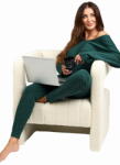 Italian Fashion set damă KARINA mânecă lungă, pantaloni lungi, verde: L (AAF-KKP-KARI-DDZI L)