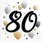  Happy Birthday 80 Milestone szalvéta 20 db-os 33x33 cm (PNN88871) - sandori