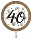  Happy Birthday 40 Milestone papírtányér 8 db-os 23 cm FSC (PNN95615)