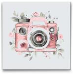  Festés számok szerint - Virágos fényképezőgép Méret: 30x30cm, Keretezés: Kartonlemezen