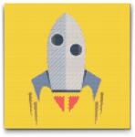  Gyémántszemes kirakó - Rakéta Méret: 50x50cm, Keretezés: Keret nélkül (csak a vászon), Gyémántok: Négyzet alakú