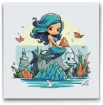  Festés számok szerint - Sellő Méret: 40x50cm, Keretezés: Keret nélkül (csak a vászon)