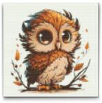  Gyémántszemes kirakó - Bagoly nagy szemekkel Méret: 30x30cm, Keretezés: Keret nélkül (csak a vászon), Gyémántok: Kerek