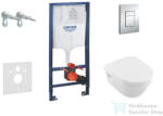 GROHE Rapid SL falra szerelhető WC szett, Villeroy & Boch Omnia Architectura CeramicPlus WC soft close ülőkével, Skate Cosmopolitan króm nyomólappal 38528SET-KB-KR (38528SET-KB)
